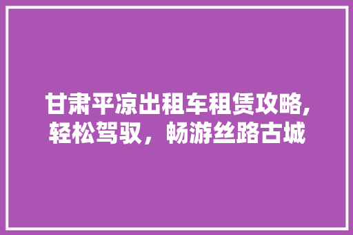 甘肃平凉出租车租赁攻略,轻松驾驭，畅游丝路古城