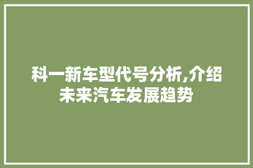 科一新车型代号分析,介绍未来汽车发展趋势  第1张