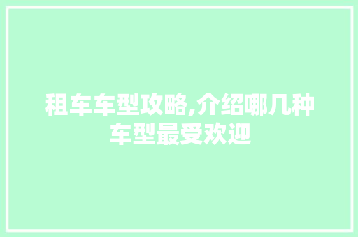 租车车型攻略,介绍哪几种车型最受欢迎  第1张