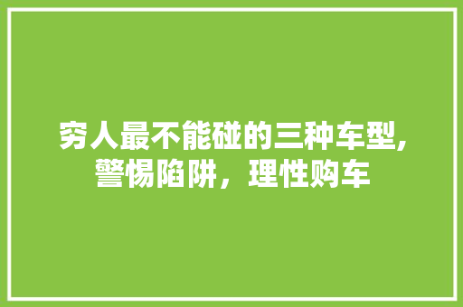 穷人最不能碰的三种车型,警惕陷阱，理性购车  第1张