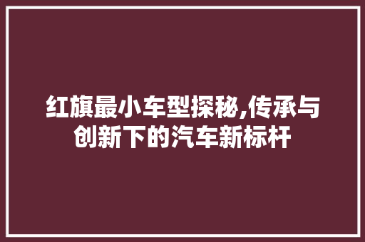 红旗最小车型探秘,传承与创新下的汽车新标杆  第1张