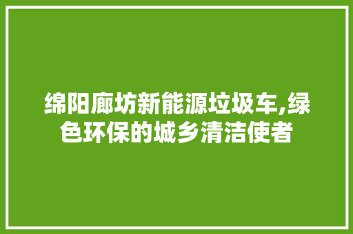 绵阳廊坊新能源垃圾车,绿色环保的城乡清洁使者