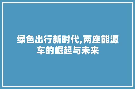 绿色出行新时代,两座能源车的崛起与未来  第1张