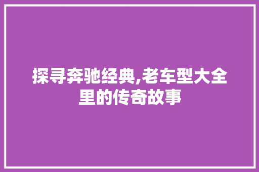 探寻奔驰经典,老车型大全里的传奇故事  第1张