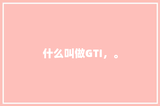 什么叫做GTI，。