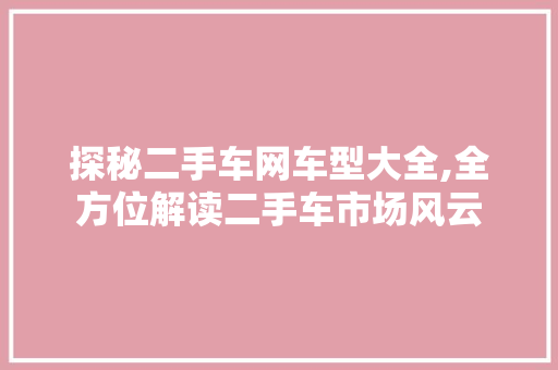 探秘二手车网车型大全,全方位解读二手车市场风云  第1张