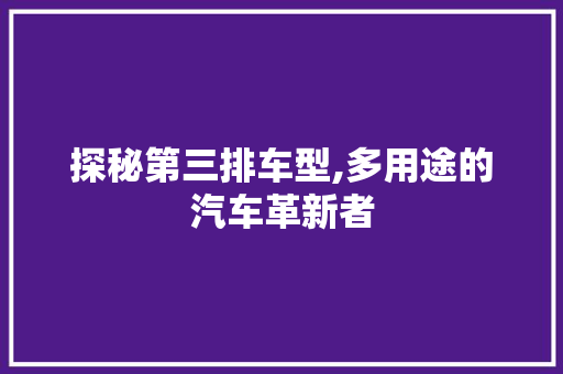 探秘第三排车型,多用途的汽车革新者  第1张