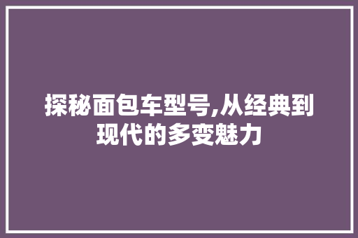 探秘面包车型号,从经典到现代的多变魅力