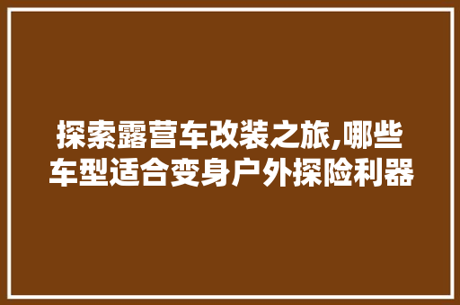 探索露营车改装之旅,哪些车型适合变身户外探险利器