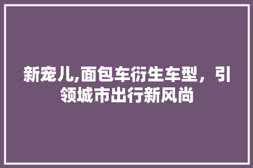 新宠儿,面包车衍生车型，引领城市出行新风尚