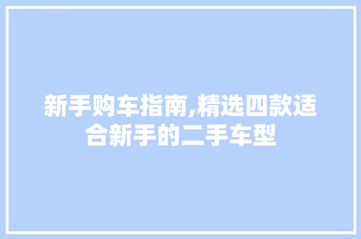 新手购车指南,精选四款适合新手的二手车型  第1张