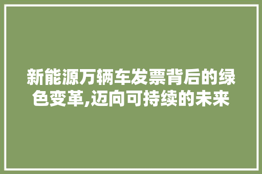 新能源万辆车发票背后的绿色变革,迈向可持续的未来  第1张