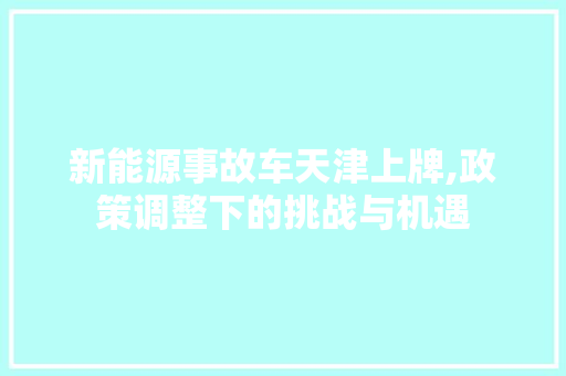 新能源事故车天津上牌,政策调整下的挑战与机遇