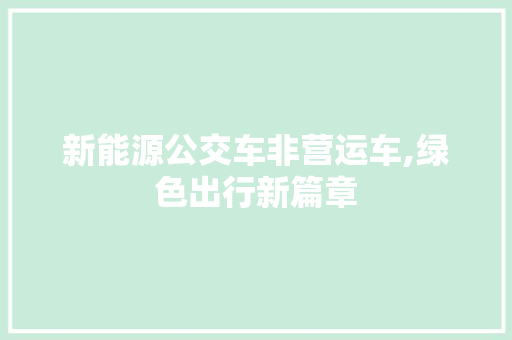 新能源公交车非营运车,绿色出行新篇章