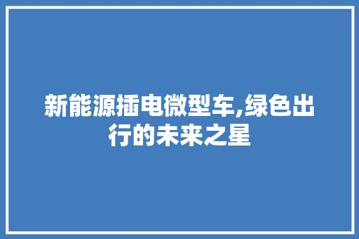 新能源插电微型车,绿色出行的未来之星