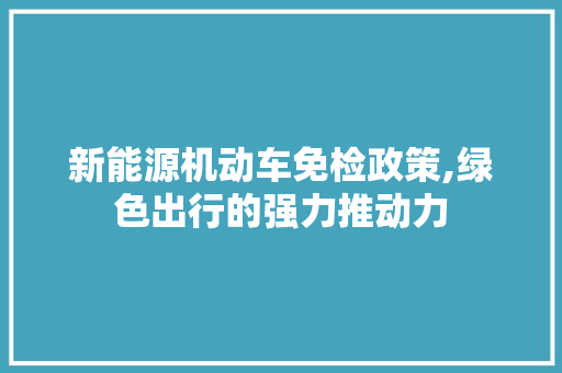 新能源机动车免检政策,绿色出行的强力推动力  第1张