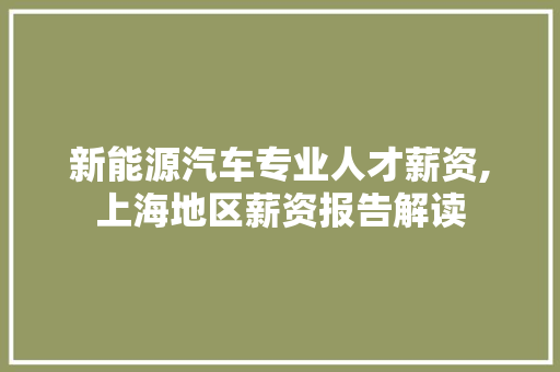 新能源汽车专业人才薪资,上海地区薪资报告解读