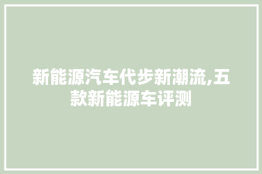 新能源汽车代步新潮流,五款新能源车评测  第1张