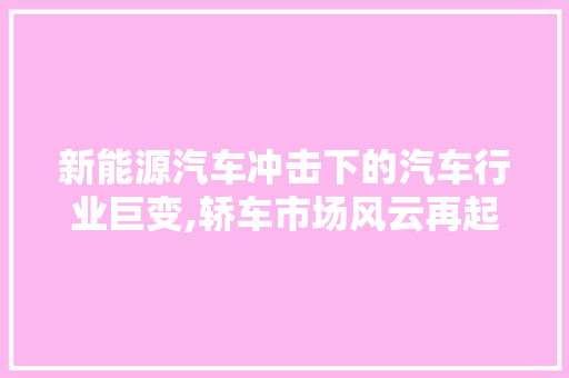 新能源汽车冲击下的汽车行业巨变,轿车市场风云再起