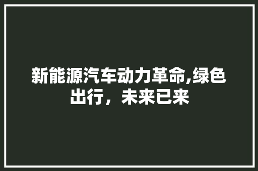 新能源汽车动力革命,绿色出行，未来已来  第1张