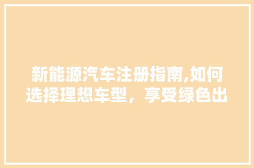 新能源汽车注册指南,如何选择理想车型，享受绿色出行  第1张