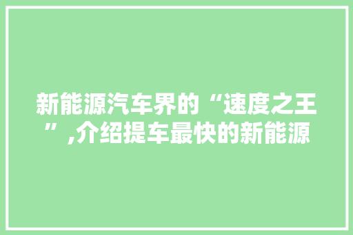 新能源汽车界的“速度之王”,介绍提车最快的新能源品牌  第1张