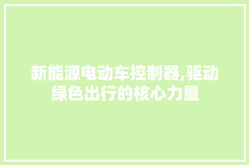 新能源电动车控制器,驱动绿色出行的核心力量  第1张