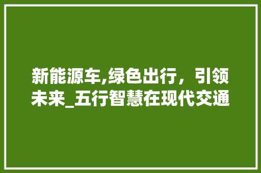 新能源车,绿色出行，引领未来_五行智慧在现代交通领域的应用  第1张