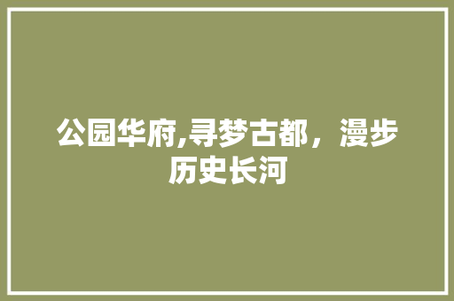 公园华府,寻梦古都，漫步历史长河