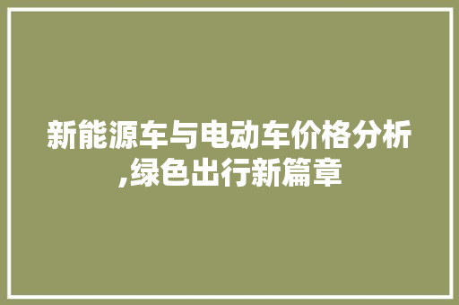 新能源车与电动车价格分析,绿色出行新篇章  第1张