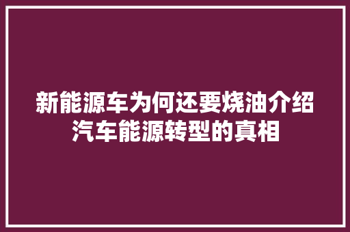 新能源车为何还要烧油介绍汽车能源转型的真相  第1张