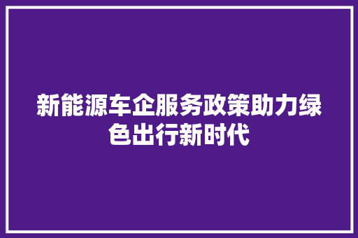 新能源车企服务政策助力绿色出行新时代