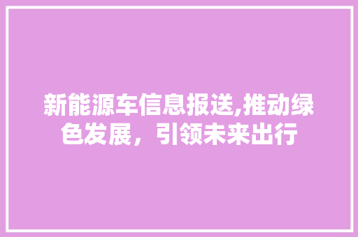 新能源车信息报送,推动绿色发展，引领未来出行  第1张