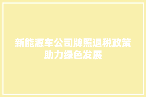 新能源车公司牌照退税政策助力绿色发展  第1张