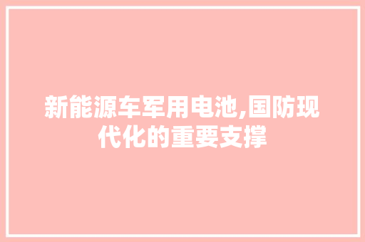 新能源车军用电池,国防现代化的重要支撑  第1张