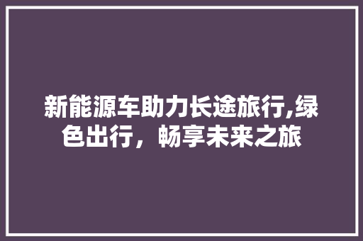 新能源车助力长途旅行,绿色出行，畅享未来之旅  第1张