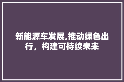 新能源车发展,推动绿色出行，构建可持续未来  第1张