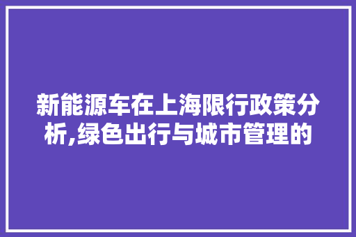 新能源车在上海限行政策分析,绿色出行与城市管理的平衡艺术  第1张