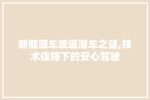 新能源车坡道溜车之谜,技术保障下的安心驾驶  第1张