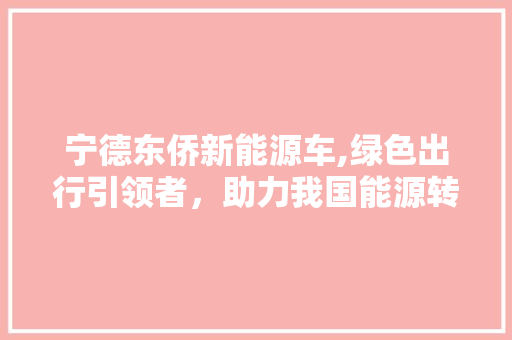 宁德东侨新能源车,绿色出行引领者，助力我国能源转型