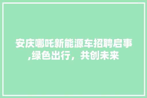 安庆哪吒新能源车招聘启事,绿色出行，共创未来  第1张