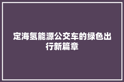 定海氢能源公交车的绿色出行新篇章  第1张