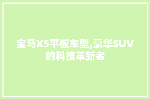 宝马X5平板车型,豪华SUV的科技革新者  第1张