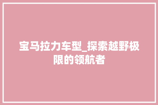 宝马拉力车型_探索越野极限的领航者