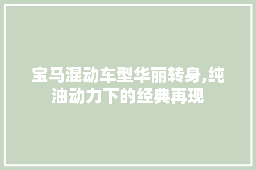 宝马混动车型华丽转身,纯油动力下的经典再现  第1张