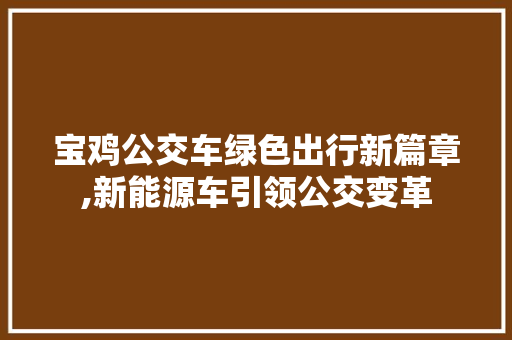 宝鸡公交车绿色出行新篇章,新能源车引领公交变革  第1张