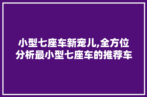 小型七座车新宠儿,全方位分析最小型七座车的推荐车型