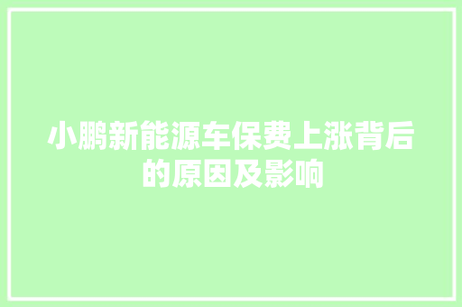 小鹏新能源车保费上涨背后的原因及影响  第1张