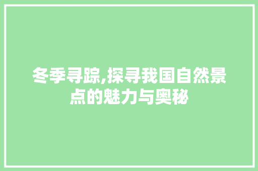 冬季寻踪,探寻我国自然景点的魅力与奥秘