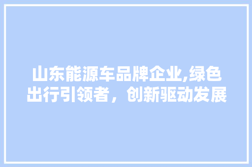 山东能源车品牌企业,绿色出行引领者，创新驱动发展新引擎  第1张